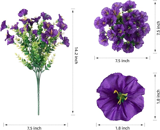 Artificial Flowers for Outdoors Fake Plants Outside Decoration, 12 Bundles Silk - Image 6