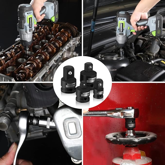WORKPRO 4-Piece Impact Socket Adapter and Reducer Set, CR-MO Steel | 1/4" - Image 7