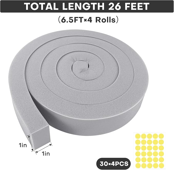 4Pcs 1" x 1" x 6.5Ft AC Window Seal Kit - Image 2