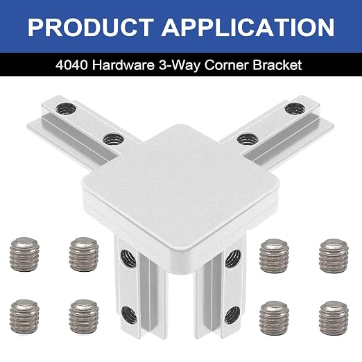 12pcs 4040 Hardware 3-Way Angel Bracket Corner Connector Silver | - Image 5