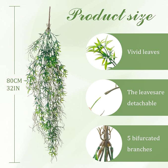 4Pcs Fake Hanging Fern Plants for Outdoors, UV Resistant Artificial Ferns - Image 3