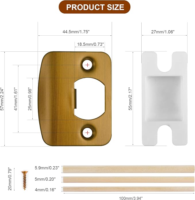 Door Strike Plate for Interior Doors, Antique Brass, 1 Pack | 2-1/4"x1-3/4" - Image 5