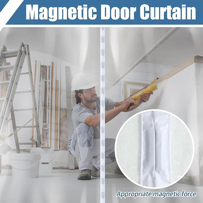 Preboun 3 Sets Magnetic Dust Barrier Zipper Door Kit 4' x 7.5' Construction - Image 4