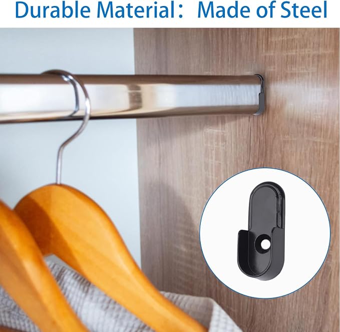 INCREWAY 24 Pcs Zinc Alloy Oval Closet Rod Supports Wall Mounted Wardrobe Pipe - Image 3