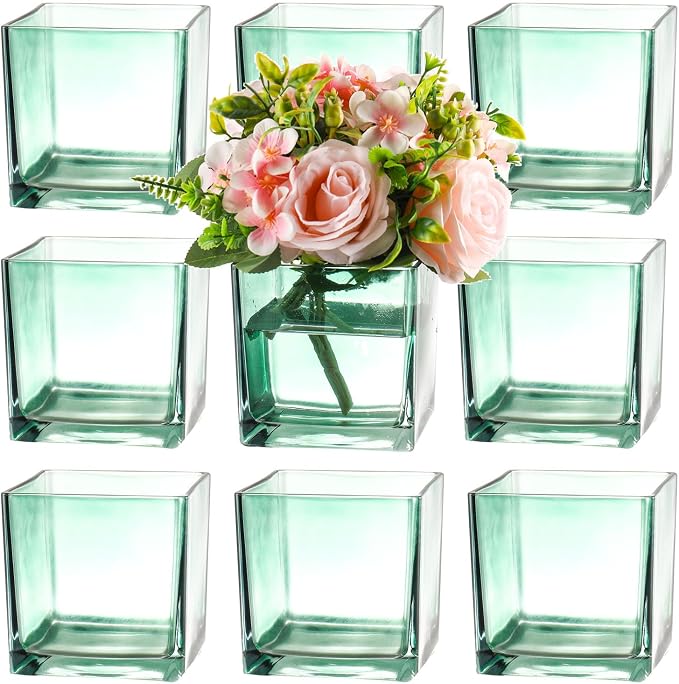 Square Glass Vases Set of 9, Square Vase by MARTAGE
