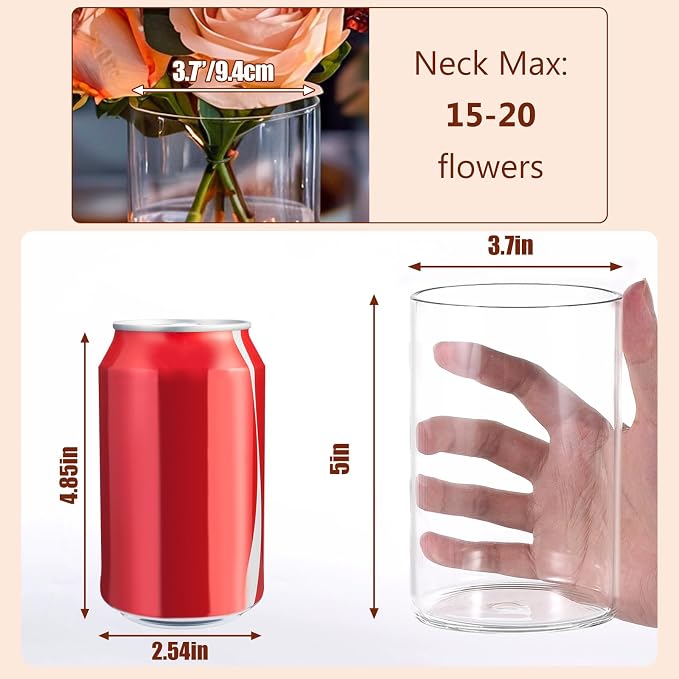 UPBUD 5 Inch Glass Cylinder Vases - Image 2