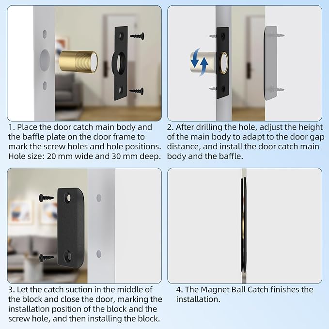 Closet Magnetic Catch Door Ball Catch Jiayi 2 Pack Door Ball Magnetic Latch - Image 6