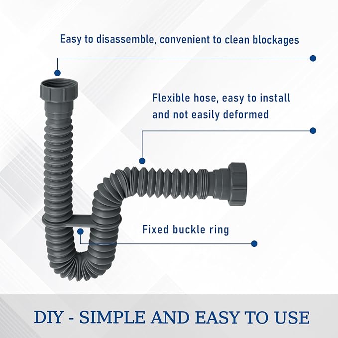 Flexible Sink Drain Pipe P Type Water Storage Bend, - Image 4