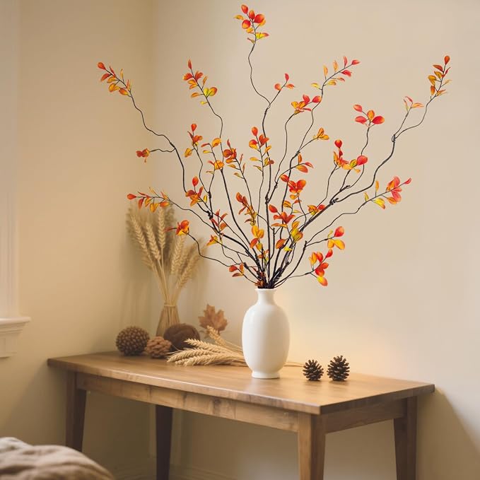 4 Pcs Fall Stems Artificial Ficus Branches, 47.2 Inch Faux Eucalyptus Stems - Image 8