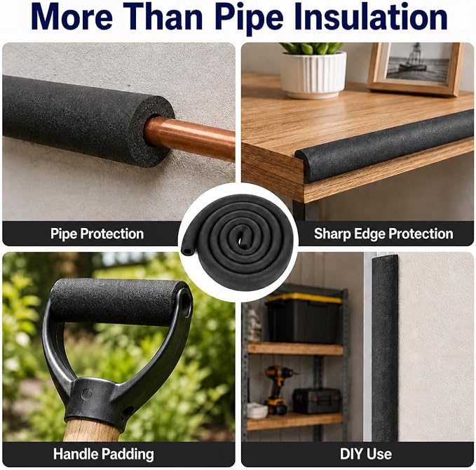 CARGEN 1/2" ID Foam Pipe Insulation Fits 1/2" OD Copper & PEX Water Pipes | - Image 6