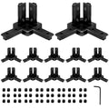 12pcs 4040 Hardware 3-Way Corner Bracket Angel Connector Black | by SeekLiny