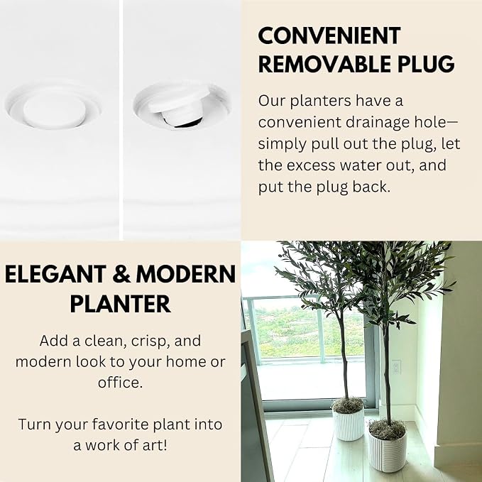 Fox & Fern Large Planter for Indoor or Outdoor, Matte White, 12 Inch | UV & - Image 4