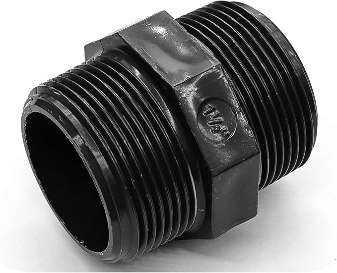 2PCS 1-1/2" PVC Hex Nipple Fitting, G1-1/2 X G1-1/2 Male Thread Coupling Adapter - Image 3
