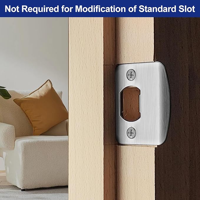 Standard Door Strike Plates 2-1/4"x1-3/4", Satin Nickel, 4 Pack | Edges Deburred - Image 5