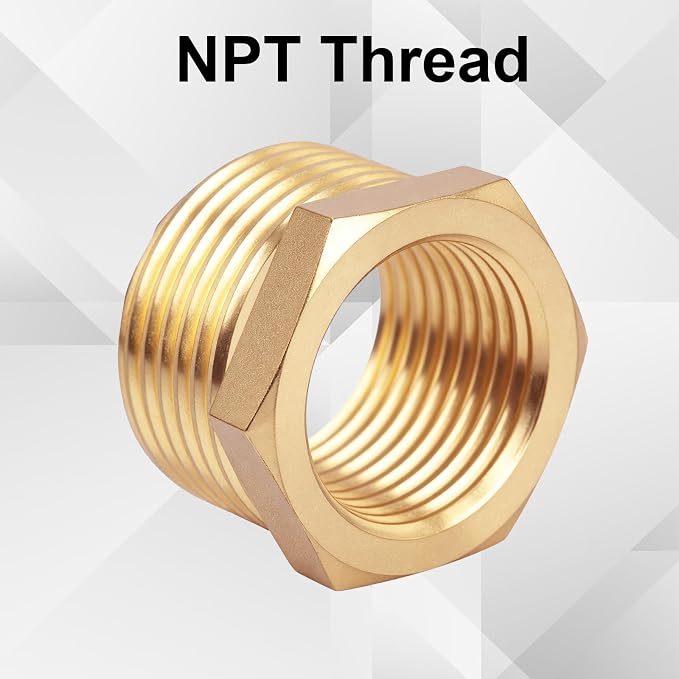 2pcs Brass Reducer Hex Bushing, 3/4" NPT Male to 1/2" NPT Female Adapter | - Image 4