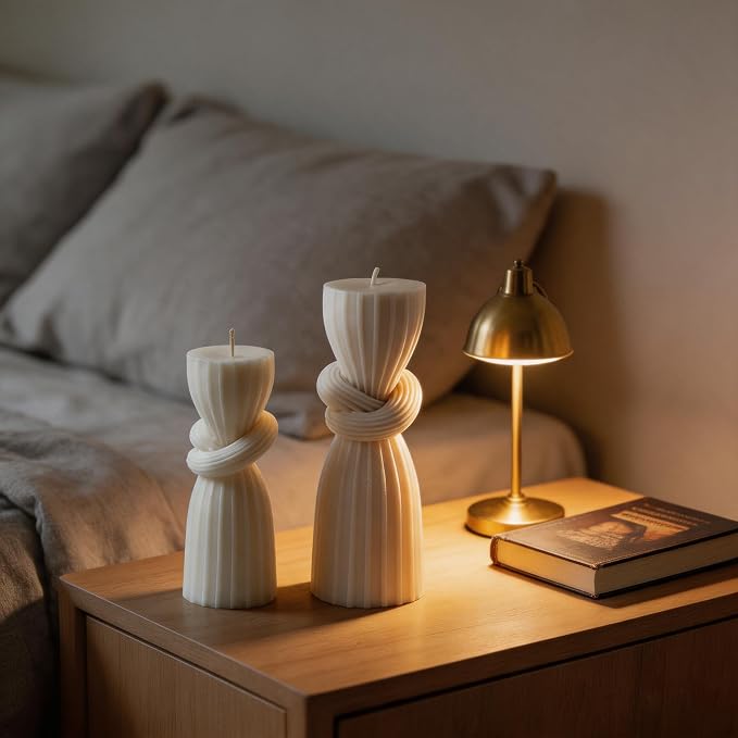 2 PCS Nordic Knot Pillar Candle Handmade Pillar Scented Soy Wax, room & Table - Image 5
