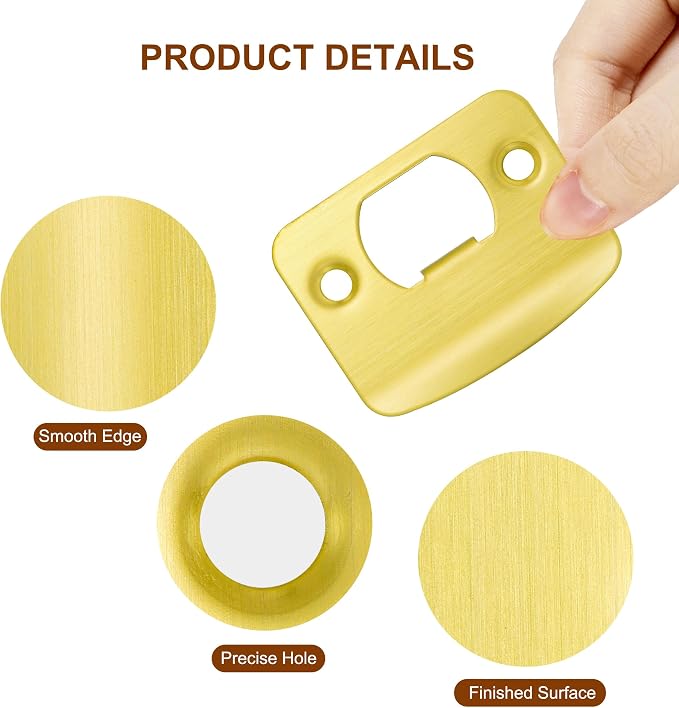 Door Strike Plate for Interior Doors, Satin Brass, 1 Pack | 2-1/4"x1-3/4" - Image 4