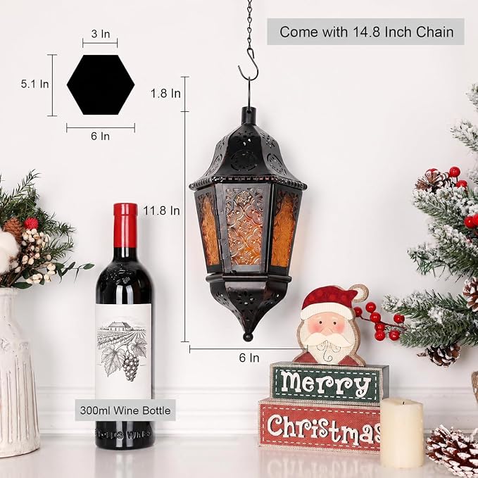 Ramadan Lantern Decorative Indoor & Outdoor, Metal Christmas Moroccan Candle - Image 4