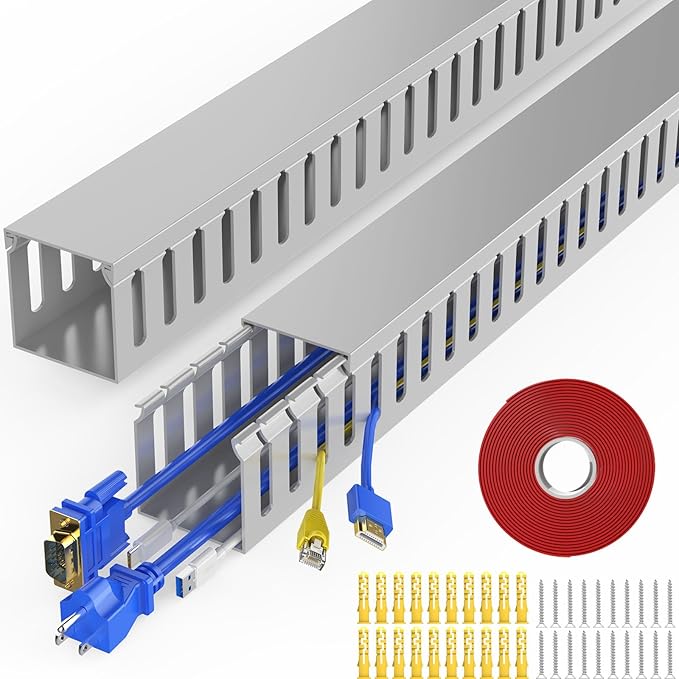 Open Slot Wiring Raceway Cable Duct, Cable Management Cord Track | 123" open by REFLYING