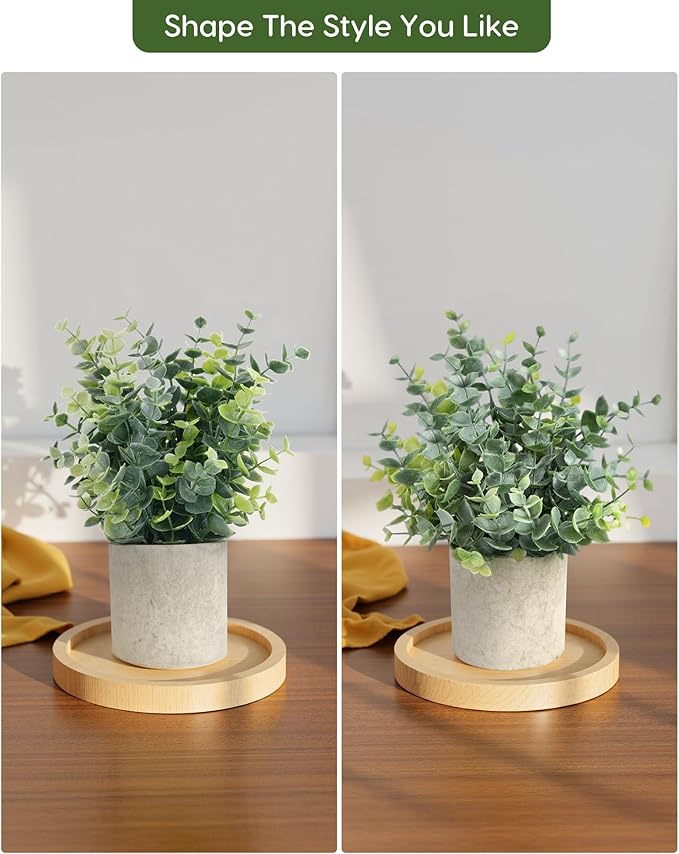 Velener 2 Pcs Small Fake Plants Eucalyptus, Artificial Plants Indoor - Image 3