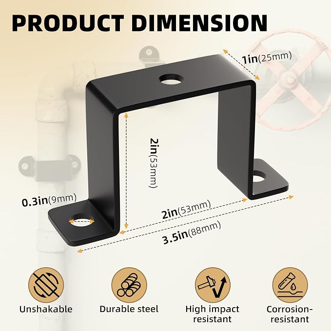6 Pack 2x2 Square Tube Strap Clamps, U Brackets - Image 2