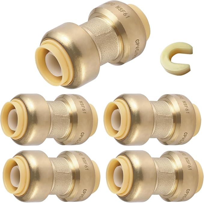 5PC HeSun Pushfit Coupling, 3/4"x3/4" Push to Connect Plumbing Fittings | by HeSun