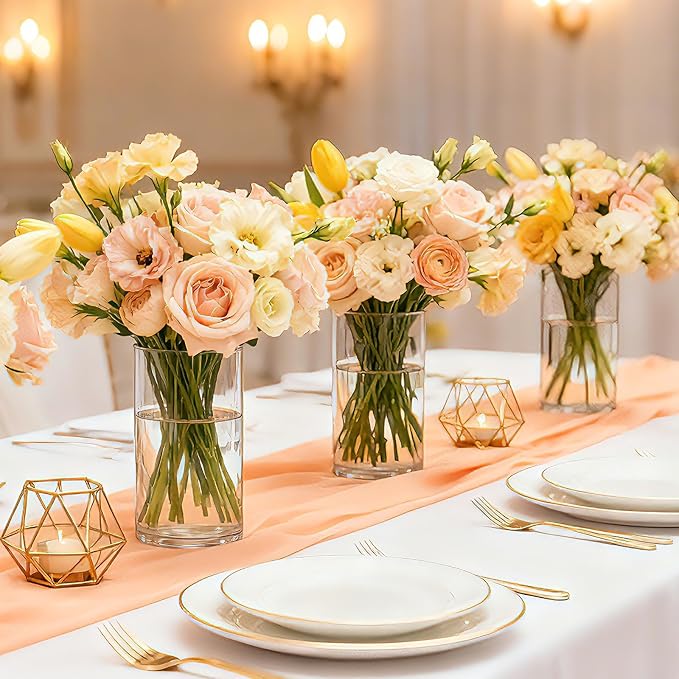12pcs Thick Glass Cylinder Vase, 6 Inch Clear Glass Flower Vases | Floating - Image 3