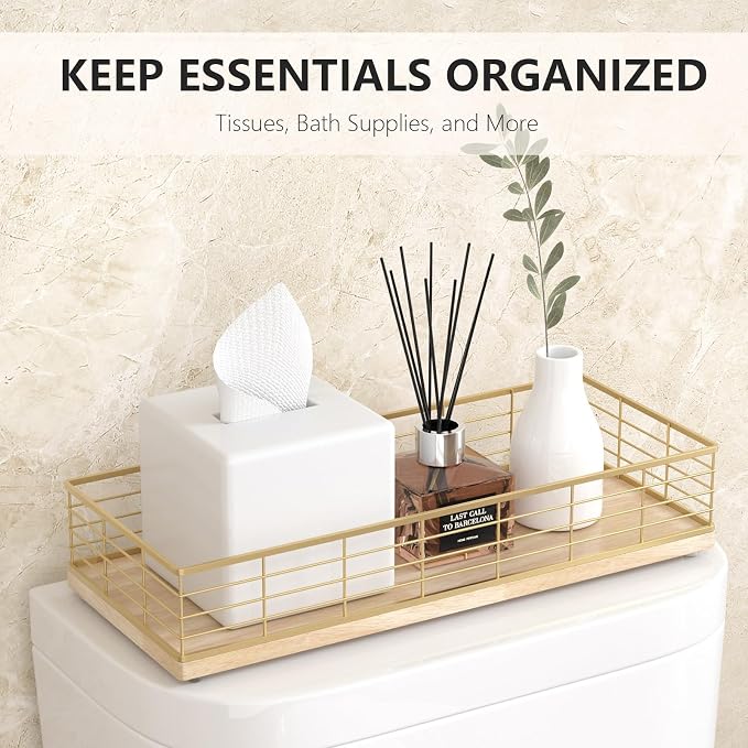 Toilet Paper Storage Basket, Narrow Bathroom Countertop Organizer, Iron Metal - Image 3