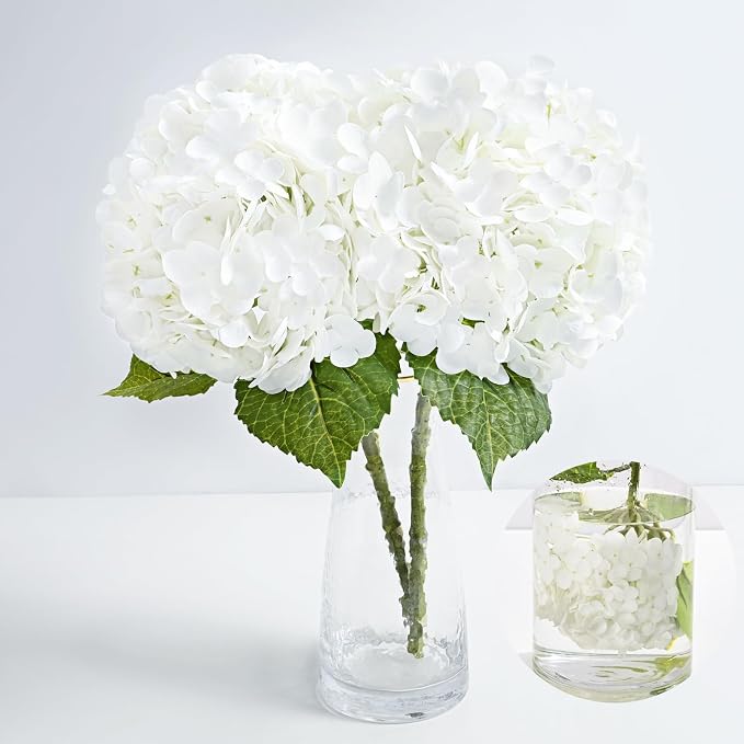 2Pcs 21in Hydrangea Artificial Flowers, Latex Real Touch Hydrangeas | Lifelike by MARTINEMALL