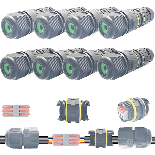 CESFONJER 8 Pcs IP68 Waterproof Junction Box 2/3 Way Line M25 Extension by CESFONJER
