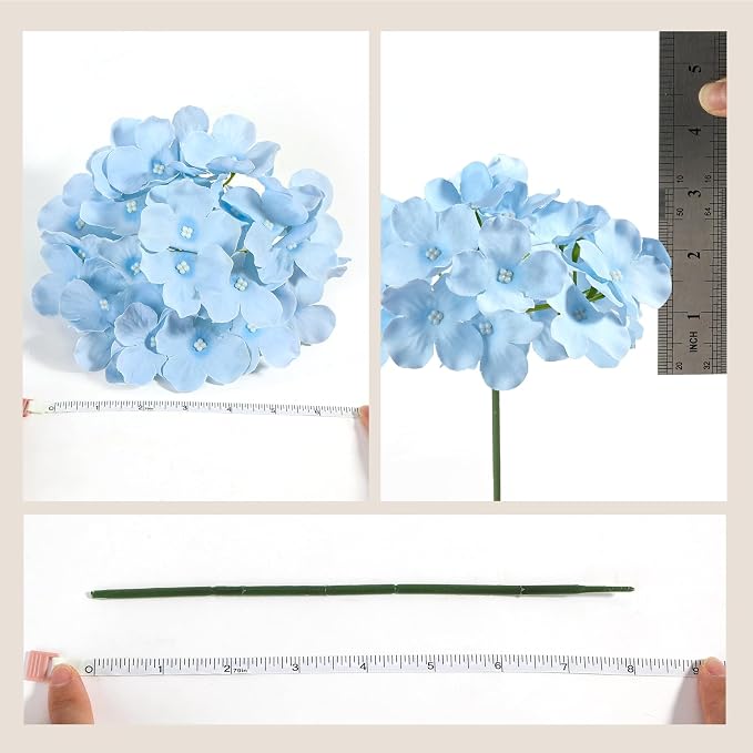 Auihiay 204Pcs Blue Hydrangea Artificial Flowers Bulk, Faux Hydrangeas | - Image 7