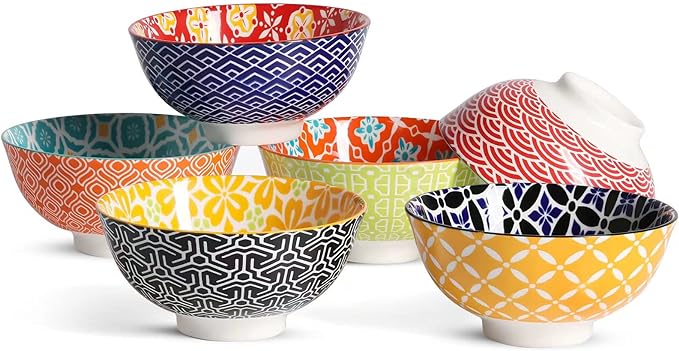 Metahom Small Ceramic Bowls, Colorful Dessert Bowls 10 Oz, 4.75" Decorative by Metahom
