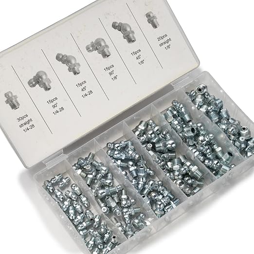 NEIKO 50463A Grease Fitting Assortment | 110 Piece | SAE | Straight and Angled by NeikoTools