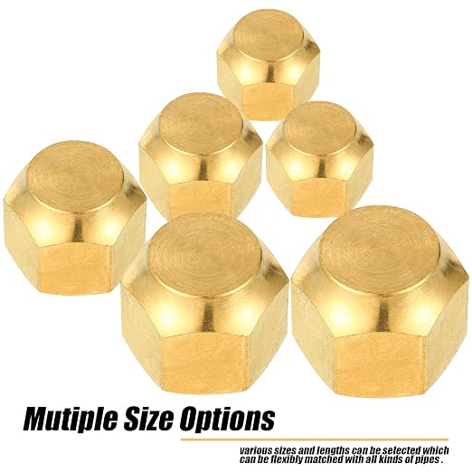 Gisafai 6 Pcs Brass Pipe Caps Compression Cap Stop Valve Sae 45 Degree & Gas - Image 5