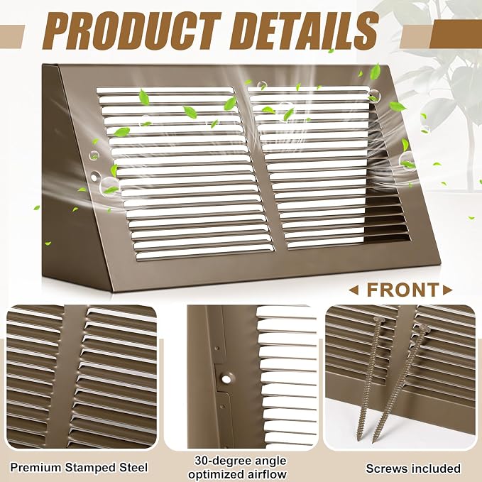 Honeydak 2 Pack Baseboard Register Vent Covers 14" x 6" Duct Opening - Image 3