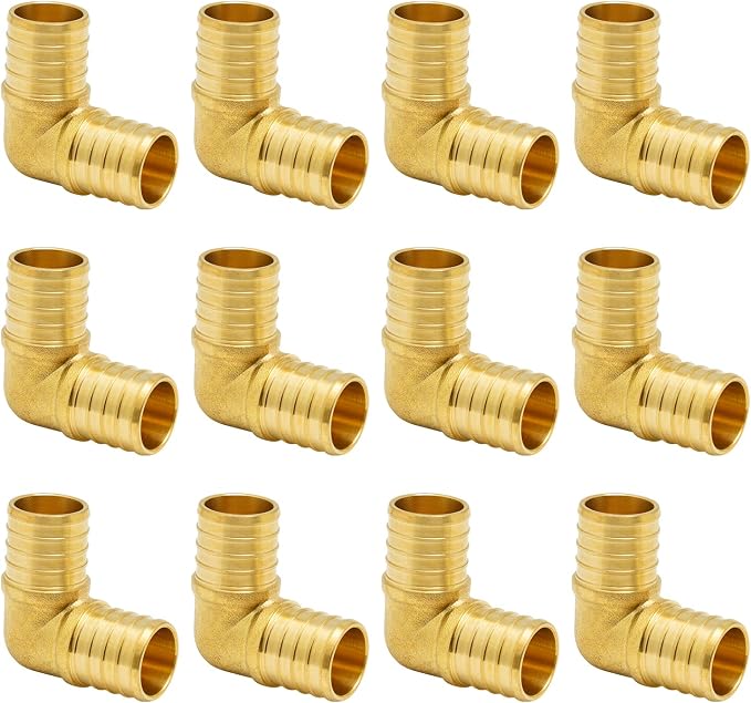 12-Pack 1 Inch PEX 90 Degree Elbow, PEX Fittings 1 Inch Elbow | Brass by SUNGATOR