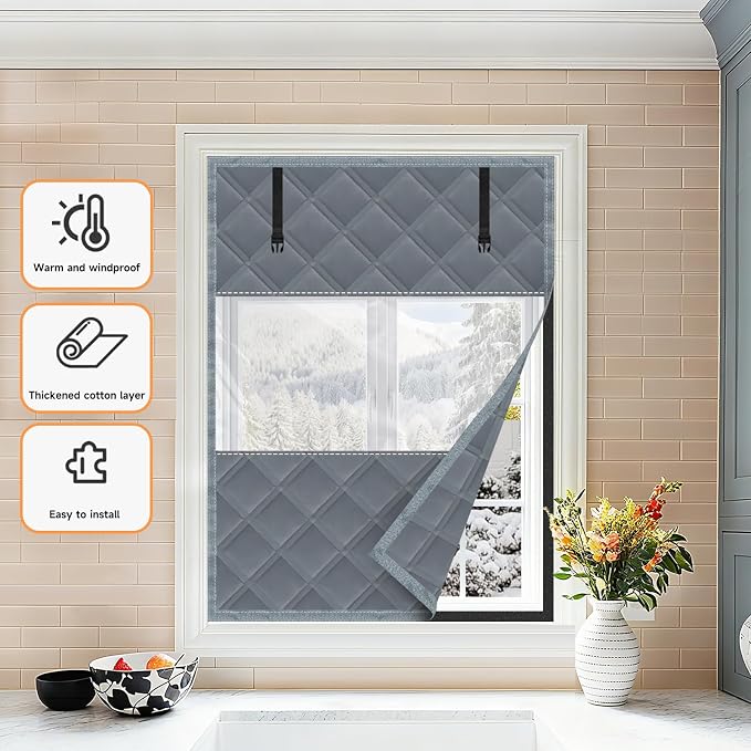 Winter Visible Insulated Window Curtain 47"x63", Oxford Cloth Thermal Window - Image 5