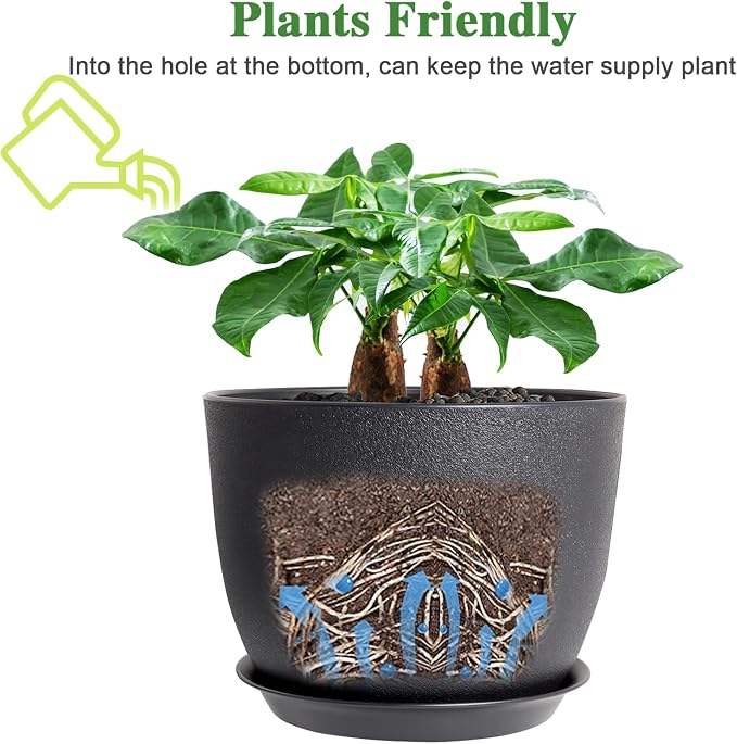 UOUZ 12inch Large Plant Pot, Modern Plastic Planter - Image 4