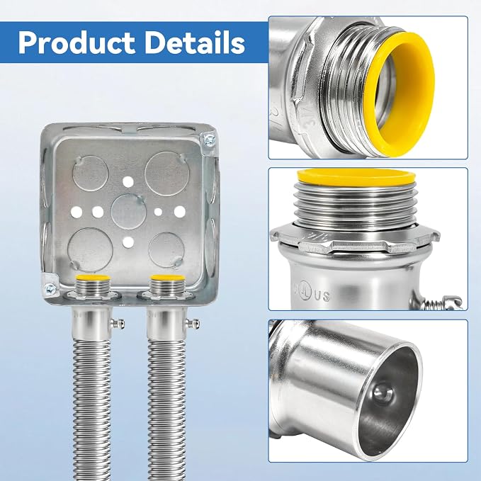 EMT Set Screw Connector 3/4 Inch, 25 Pack Steel Zinc-Plated Electrical Conduit - Image 4