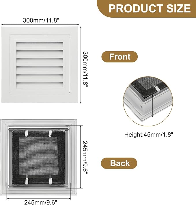 PATIKIL 10" x 10" Aluminum Return Grille, Return Air Vent Cover Linear Bar - Image 2