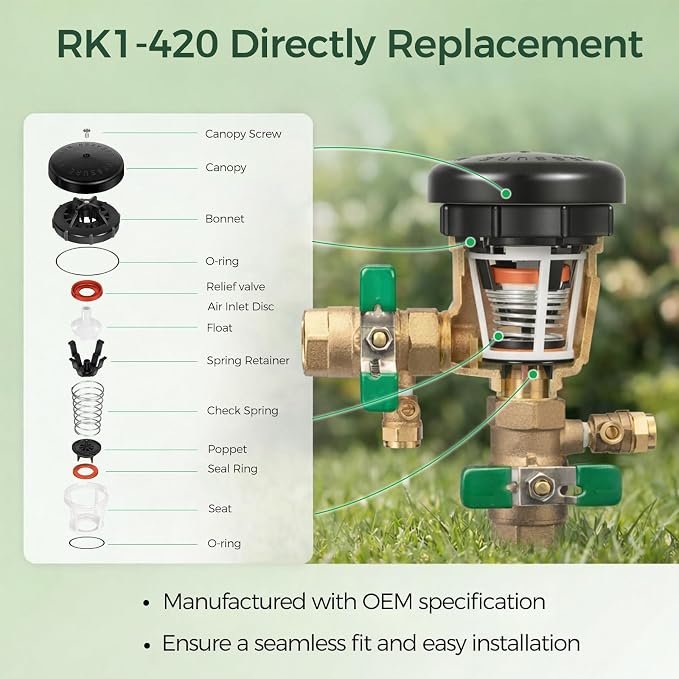 RK1-420 Repair Kit for Zurn Wilkins 420XL/420 Model 1" Pressure Vacuum Breaker - Image 3