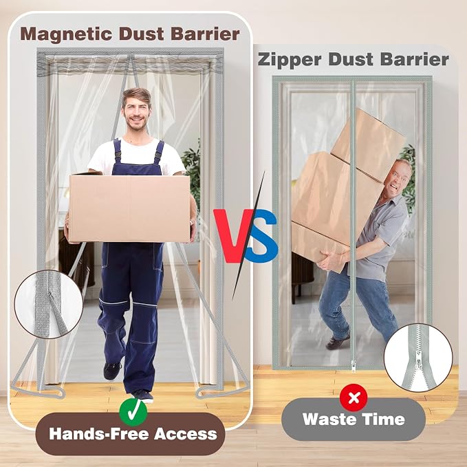 Dust Barrier, Plastic Zipper Magnetic Door Dust Protection Kit, Construction - Image 4