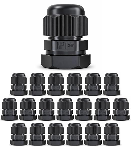 3/8" NPT Strain Relief Nylon Cord Grip Cable Glands by MGISpeedWare