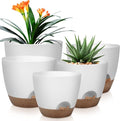 QRRICA Plant Pots 10/9/8/7.5/7 Inch Self Watering Pots, Plastic Flower Pots by QRRICA