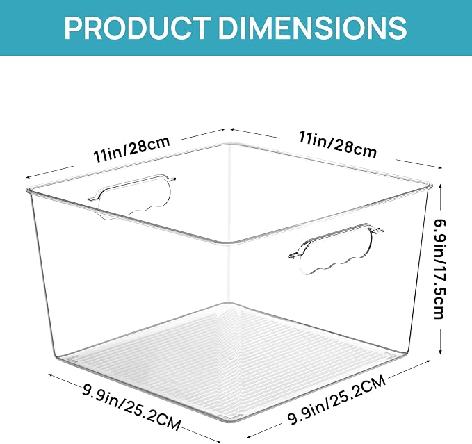 Vtopmart 10 Pack Extra Large Clear Storage Bins, 11x11 Cube Organizer | Acrylic - Image 3
