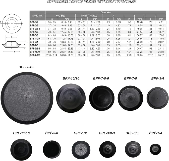 60pcs Flush Mount Black Hole Plug Assortment - Image 2