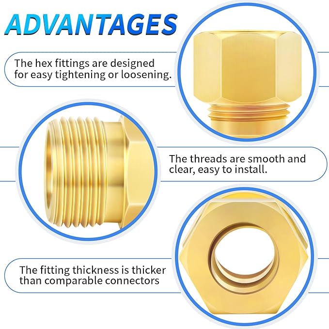 ChillWaves Brass Compression Tube Fitting, 1/4" OD x 1/4" OD Compression Union - Image 4