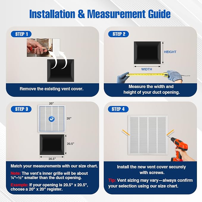 Fancat 20x20 Duct Opening | Steel Return Air Grille | Vent Cover Grill - Image 5