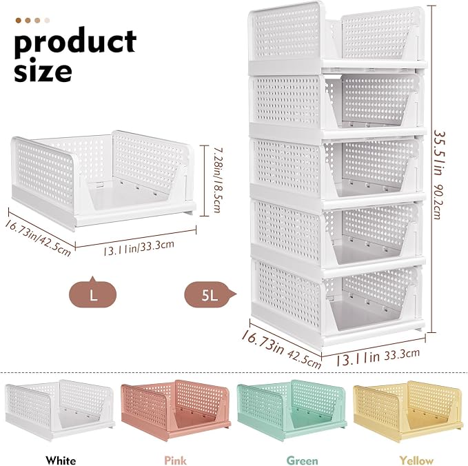 SNSLXH 5 Pack Closet Organizer Basket, Closet Organizers and Storage, - Image 2