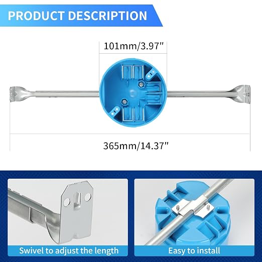 1 Gang Ceiling Fan Box, 50 lb, Round Nonmetallic, 1 Pack Blue | 20 cu in - Image 2